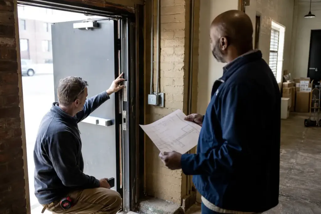 Plant employees using credentialed access at a production area